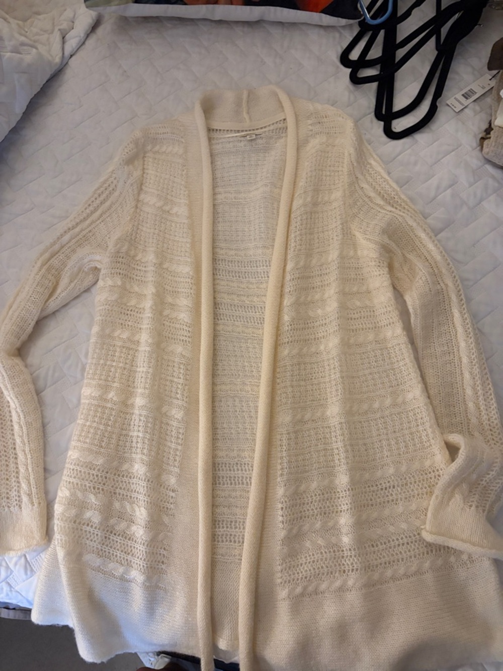 Sonoma Open-Front Cream Knit Cardigan